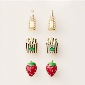 Kate Spade Gold and Red Stud Earrings Set